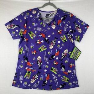 NWT | Beetlejuice Character Purple‎ Edition Scrub Top | Women’s Medium | NEW |
